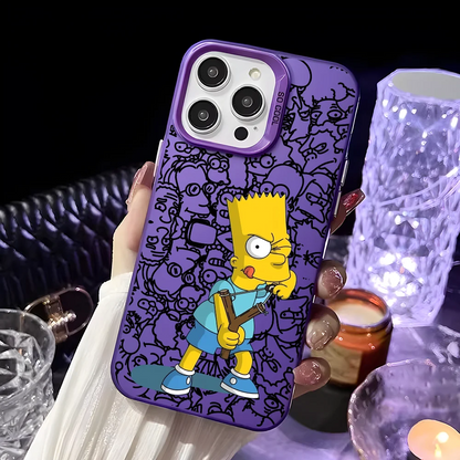Simpsonn Phone Case For iPhone 16 15 14 13 12 11 Pro Max Black Purple Matte Laser Metallic Aurora Funda