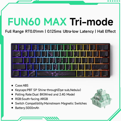Akko MonsGeek FUN60 magnetic switch keyboard compact 60 percent RGB tri mode wireless mechanical keyboard