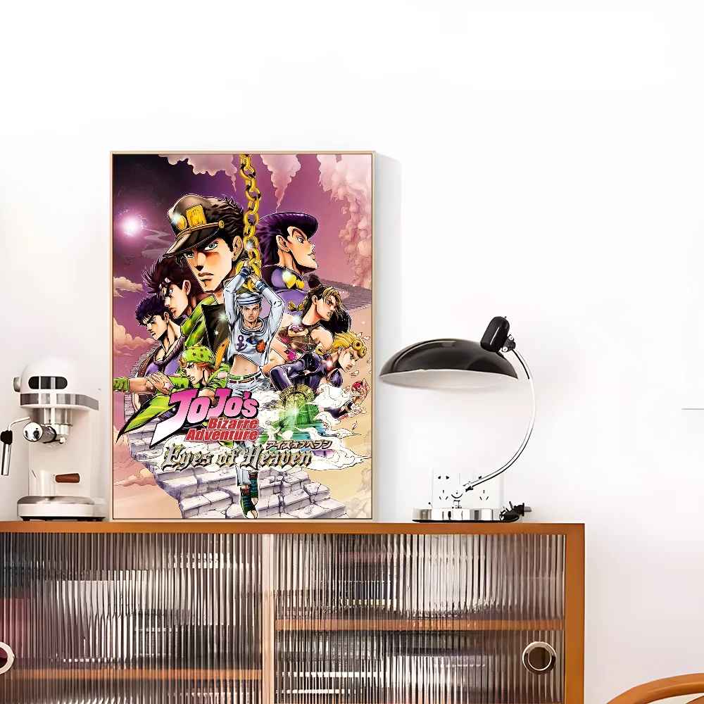 Anime JoJo Bizarre Adventure Retro  Self-adhesive Art Poster Whitepaper Sticker DIY Room Bar Cafe Wall Decor