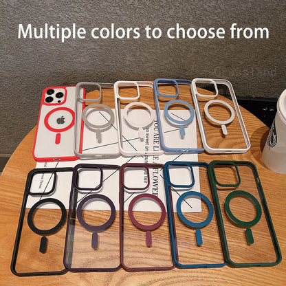 Luxury Magsafe Transparent Case for iPhone 17/16/15/14/13/12/11 Pro Max Plus Air - Magnetic Wireless Charging Clear Cover