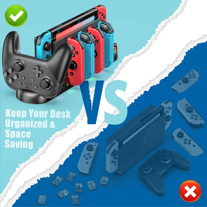For Switch Joycon Charger Switch OLED Controllers Fast Charge Switch Pro Controller Dock Station 8 Game Slots for Nintendo