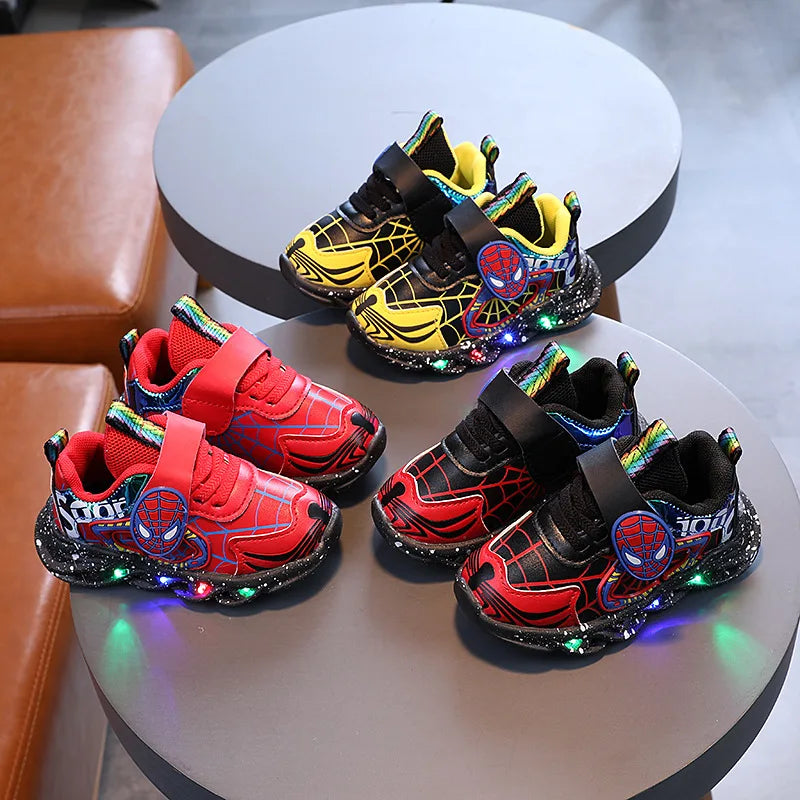 Lights Cartoon Boys Shoes Children's Sneaker 1-6 Years Old Autumn Baby Toddler Boots Kids LED Luminous Size 21