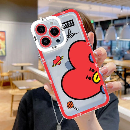 Cartoon Phone Case For-B-BT21s-iPhone 16 15 14 13 12 11 Mini Pro Max X XR XSMax 7 8 Plus SE20 Transparent Cover