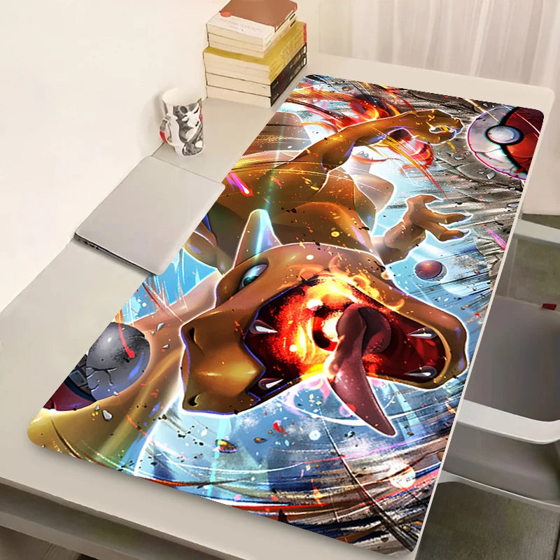 Japan Anime Magma Mouse Pad Laptop Kawaii P-pokemon C-charizard Keyboard Rug PC XXL Rug Gamer Cabinet Mousepad Big Cool Desk Mat