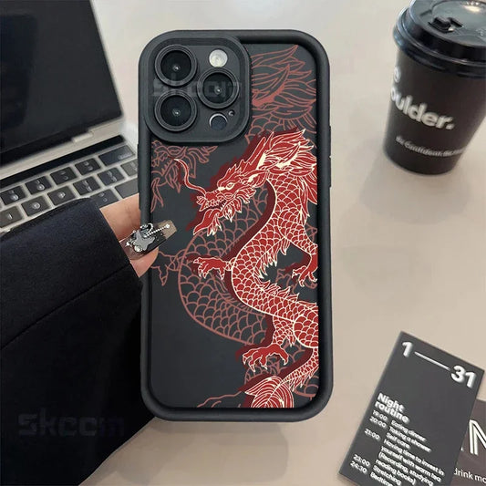 Luxury Fashion China East Dragon Soft Phone Case For iPhone 11 12 13 14 15 Pro Max XR XS X 7 8 Plus SE 2020 Silicone INS Covers