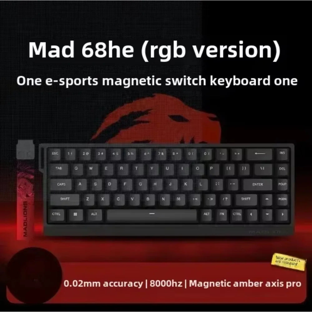 MADLIONS MAD 60/68HE Gaming Magnetic Switch Keyboard 61/68 Key Web Drive 8K Wired Custom Return RT Adjustable Keystroke Hot Swap