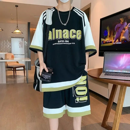 T-shirts Shorts Suits For Men Khaki Tracksuit Sweatshirts Man Sets Sweatsuit New In Tops & Tees Clothing Youthful Emo Chic Tee