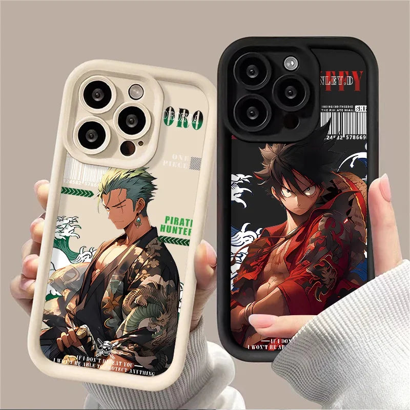 For iPhone 15 14 13 12 11 Pro Max XS X XR Anime O-One Piece Plating Matte Phone Cover For iPhone 7 8 Plus SE 2020 Silicone Case