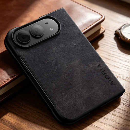 Luxury Vintage leather cover for iPhone duo case