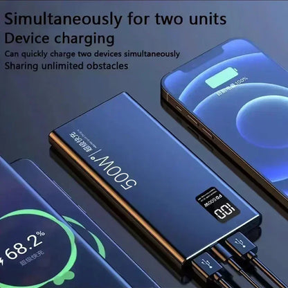 New Power Bank 50000mAh 500W Dual Port Super Fast Charging Portable EXternal Battery Charger For iPhone Xiaomi Huawei Samsung