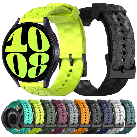 20mm 22mm Sports Football Pattern Silicone Watch Straps For Samsung Galaxy Watch 6 5 Pro 44mm 40mm 4 6 Classic 43mm 47mm Band
