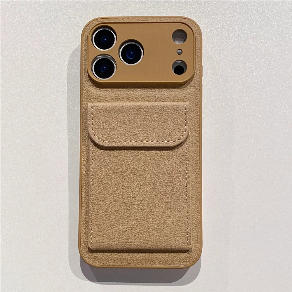 Elegant Leather Card Holder Wallet Case for iPhone 17