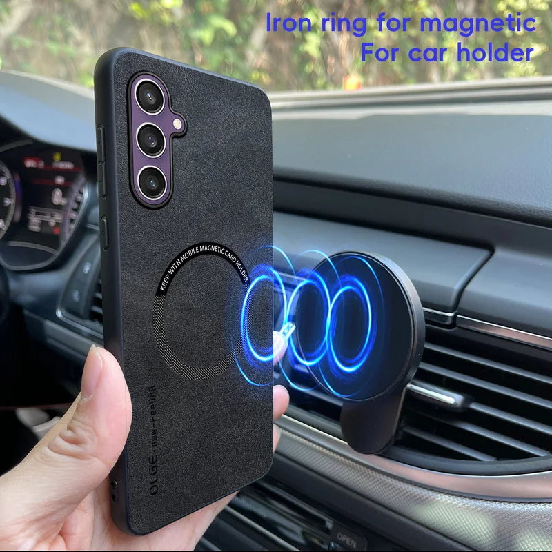 Magnetic For Magsafe Leather Case For Samsung Galaxy S24 S23 S22 Ultra