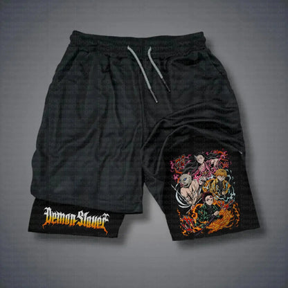 25 Summer Hot-selling New Anime Ghost Annihilation Blade 3D Printing Fake Two-piece Shorts Outdoor Casual Breathable Shorts