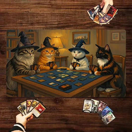 Cat Wizard Design Mouse Pad Card Game Mat Large Szie Computer Offices Mousepad XXL Anti-slip for Card Trading Cards Desk Mats