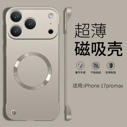 For Iphone 17 Pro Max Metallic Paint Frameless Ultra Thin Hard PC Case for Iphone 17 Air 17Pro Magnetic Magsafe Protect Cover