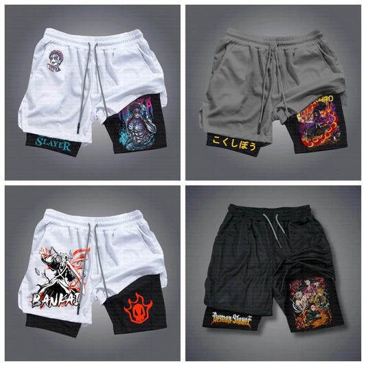 25 Summer Hot-selling New Anime Ghost Annihilation Blade 3D Printing Fake Two-piece Shorts Outdoor Casual Breathable Shorts