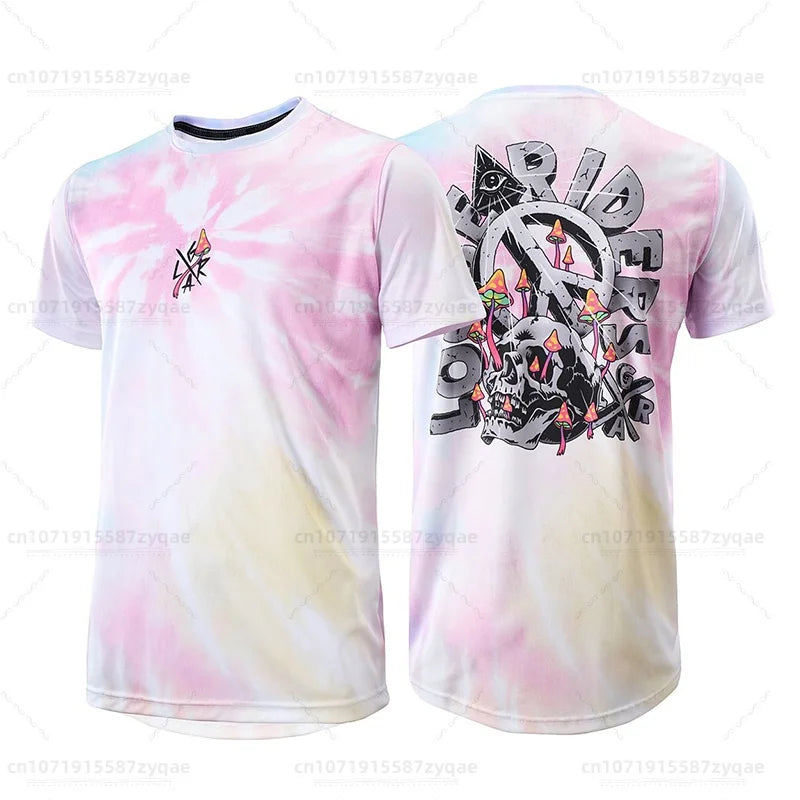 Loose Rider-Cycling Sweatshirt for Men, Short Sleeve, Enduro Motocross, BMX, Sweat-Wicking, Wet, New