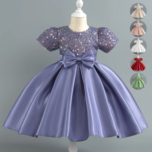 Baby Girls Christmas Dress Sequin ShortSleeve Party Dress Birthday Toddler Dress Wedding Princess Dress for Kid Girl Luxury Cown