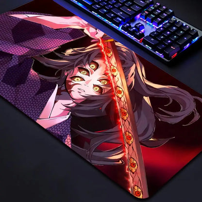 Anime Kawaii Demon Slayer Kokushibo Game Large Mouse Pad PC Accessories Anti Slip Keyboard Rubber Mousepad Office Soft Table Mat