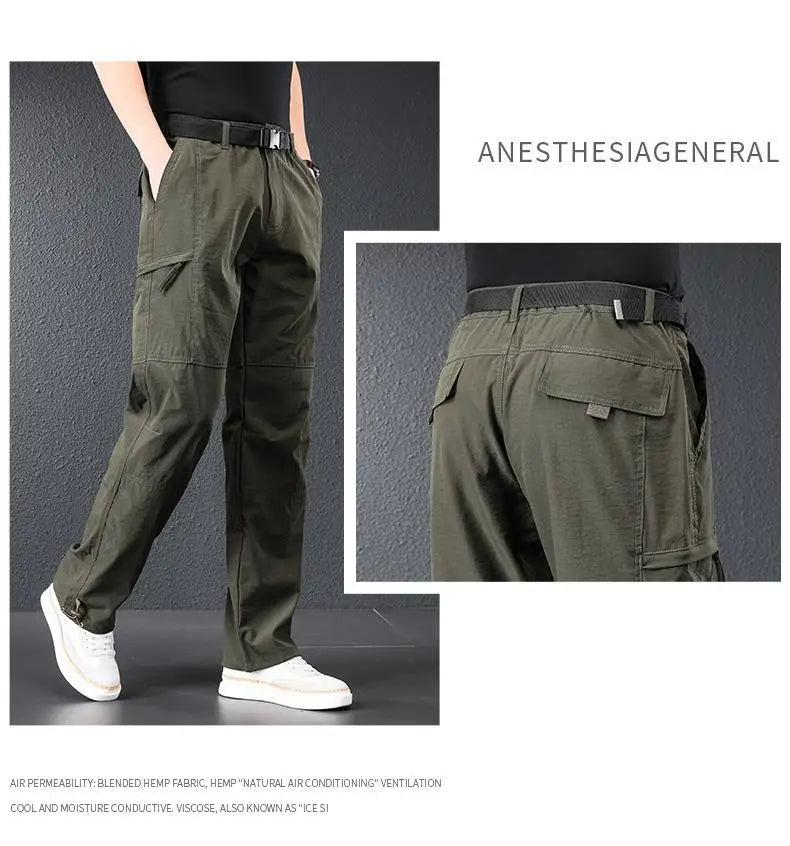 Men’s 2026 Ice Silk Quick Dry Hiking & Travel Pants – Lightweight Outdoor Casual Summer Wear