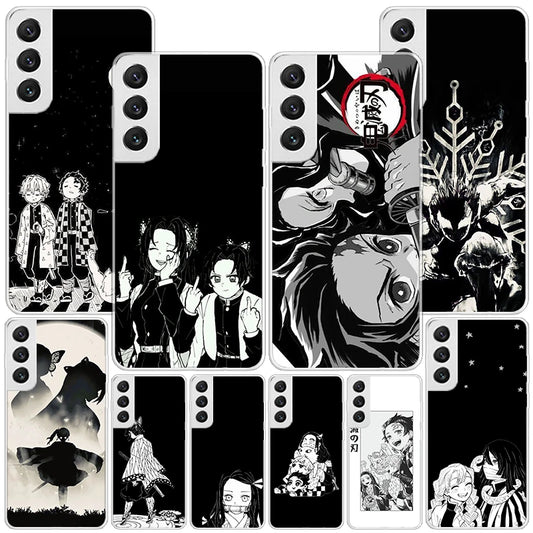 Black White 😈Demon😈Slayer Phnoe Case for Samsung Galaxy S23 S24 Ultra S22 Plus S21 S20 FE S10E S10 S9 S8 + Unique Cover Coque