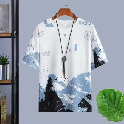 Loose Short Sleeve round Neck T-Shirt Thin Summer Casual Style for Men Breathable Streetwear Student Stall Short T-Shirt