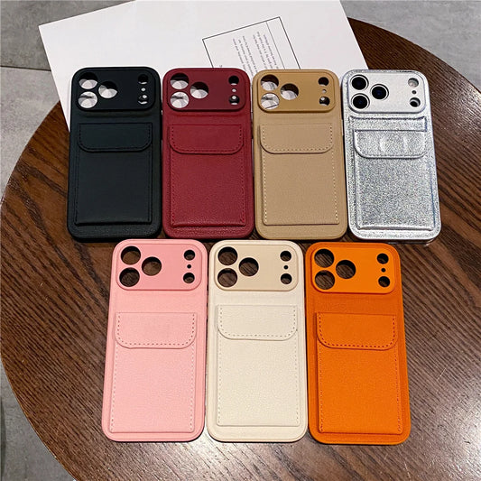 Elegant Leather Card Holder Wallet Case for iPhone 17