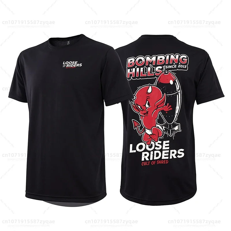 Loose Rider-Cycling Sweatshirt for Men, Short Sleeve, Enduro Motocross, BMX, Sweat-Wicking, Wet, New