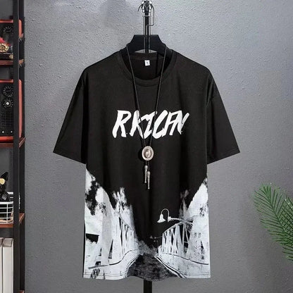 Loose Short Sleeve round Neck T-Shirt Thin Summer Casual Style for Men Breathable Streetwear Student Stall Short T-Shirt