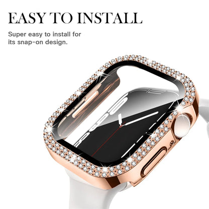 Diamond Cover For Apple watch Case 45mm 41mm 44mm 40mm 44 mm Tempered Glass Bumper Screen Protector iWatch series 9 7 SE 6 8 5