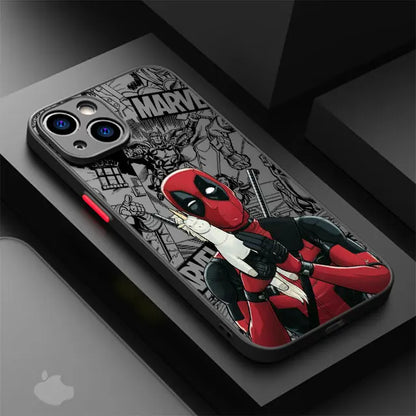 Marvel Deadpool Hard PC Luxury Matte Cover Case for iPhone 16 15 XR X 14 16 Plus XS Max 13 Mini 15 16 Pro Max 12 11 Pro 12 Pro