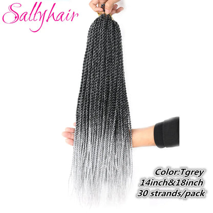 Sallyhair Synthetic Senegalese Twist 30Roots/Pack Crochet Braids Hair Brown Color Braid Hair Ombre Micro Senegal Braiding Hair