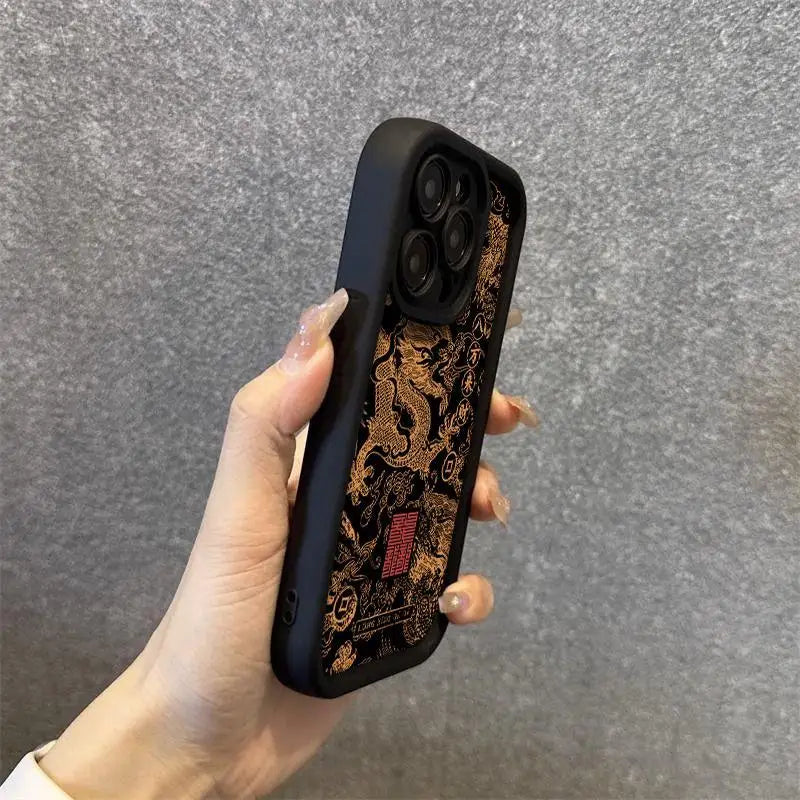 Phone Case For iPhone 14 13 12 11 15 Pro Max Mini 7 8 Plus XR X XS Max SE 2022 Luxury Fashion East Dragon Soft Silicone Cover