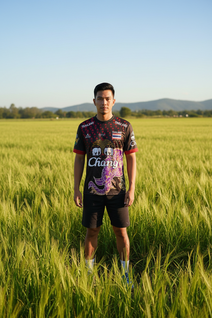 Thailand National Elephant Thai Pattern Football Jersey T-Shirt Men Women Unisex Country Pride Graphic Tee Summer outdoors