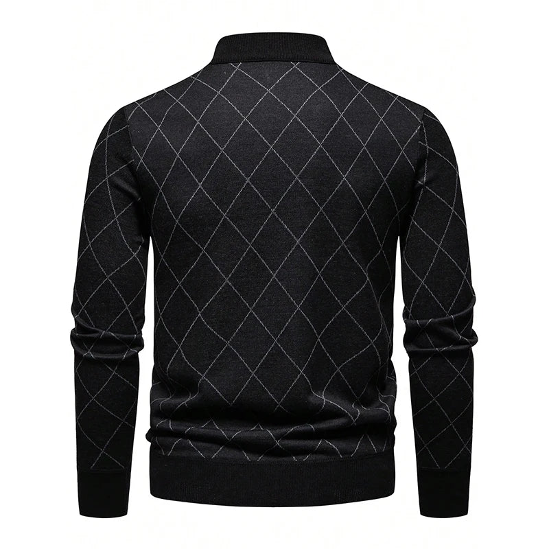 New Fashion Mens Knit Sweater American Half Zip Fleeced Knitwear Men's Stand Collar Casual Sweaters Pullovers