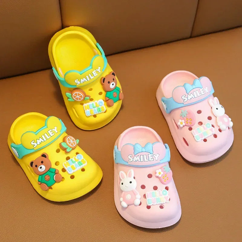 2024 Summer Baby Girl Sandals Cute Cartoon Slippers Newborn Infant Indoor Bath Anti-slip Shoes Baby Boy Beach Sandals