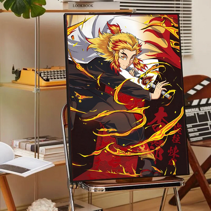 Anime Demon Slayer R-Rengoku Kyoujurou Poster Anime Posters Sticky HD Quality Wall Art Retro Posters for Home Kawaii Room Decor