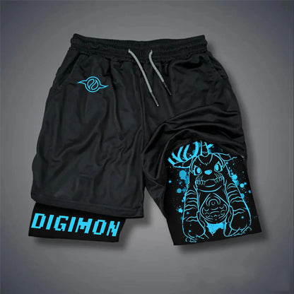 Digimon Peripheral Products Digital Monster Print Men's Shorts Streetwear GYM Sports Men's 2025 Summer Fashion Street Shorts