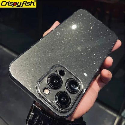 Original Luxury Black Glitter Case For iPhone 16 Pro 15 11 12 13 14 Pro Max XR XS SE 7 8 Plus Soft TPU Shockproof Silicone Cover