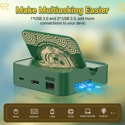 Gopala 6-in-1 Nintendo Switch Dock with HDMI 1.4 100Mbps Ethernet USB2.0 USB 3.0 100W PD for Nintendo Switch OLED TV Docking