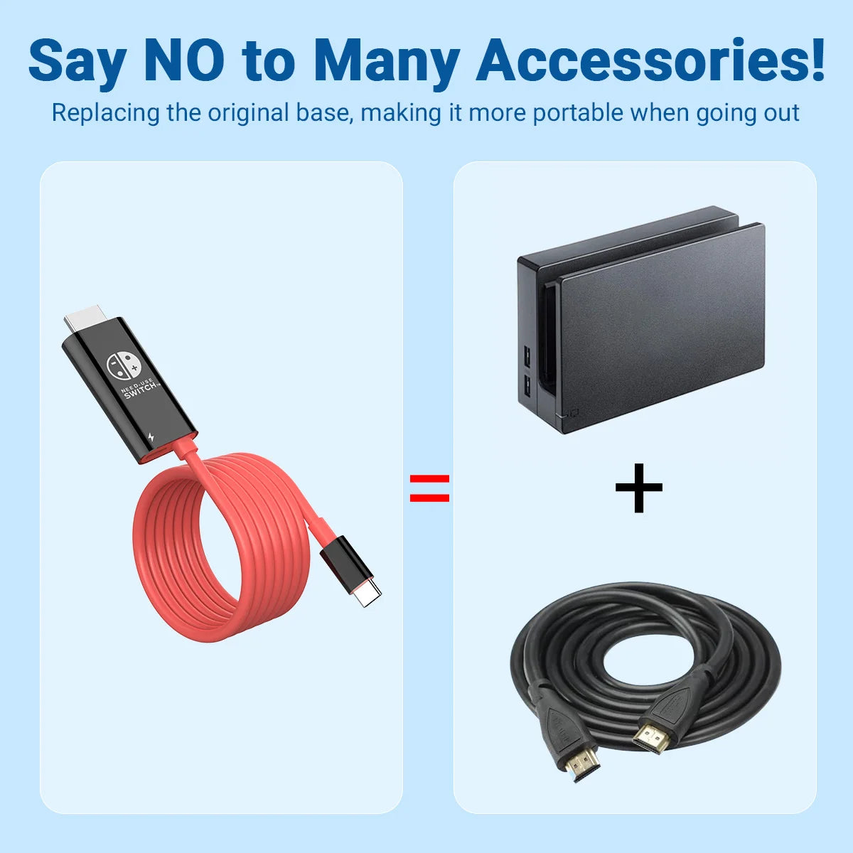 2M/6.6FT Switch Dock with 1080P@30Hz Output, USB C to HDMI Adapter with 100W PD Charging for Nintendo Switch/OLED, SteamDeck