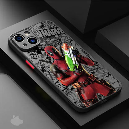 Marvel Deadpool Hard PC Luxury Matte Cover Case for iPhone 16 15 XR X 14 16 Plus XS Max 13 Mini 15 16 Pro Max 12 11 Pro 12 Pro