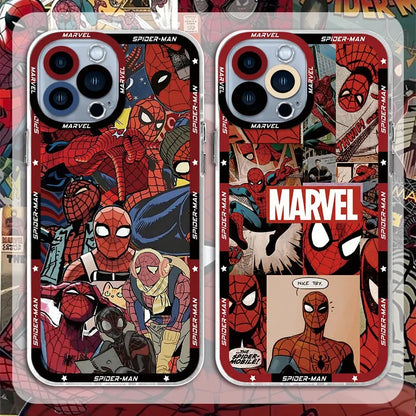 Spider Case For iPhone 16 Pro Max 15 14 Plus 13 12 11 Pro XR XS X 8 7 SE 2020 Soft Silicone Clea SpiderMannn Cover