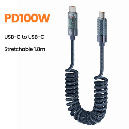 Toocki Type C to Type C Cable 100W Display Fast Charging Charger USB C to USB C Transparent PD Cable For IPhone15 Xiaomi Macbook