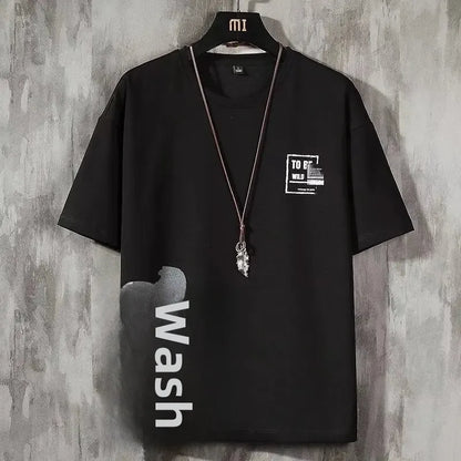 Loose Short Sleeve round Neck T-Shirt Thin Summer Casual Style for Men Breathable Streetwear Student Stall Short T-Shirt