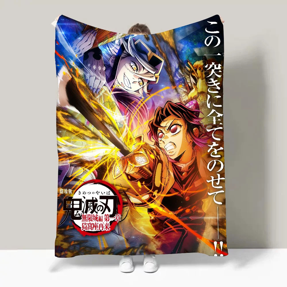 ANIME DEMON SLAYER Blanket Design Lightweight  For Dorms, Naps, Living Room, Office,Sofa,All-Season