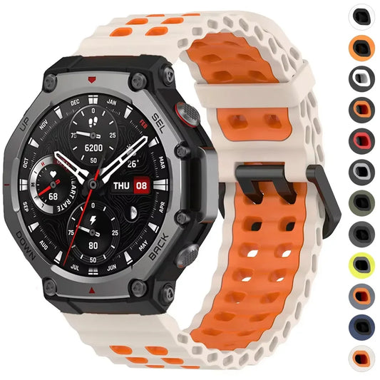 Breathable Silicone Band For Huami Amazfit T-Rex 3 2 Wrist Bracelet Colorful Marine Strap For Amazfit T-Rex Sport Watchband Belt