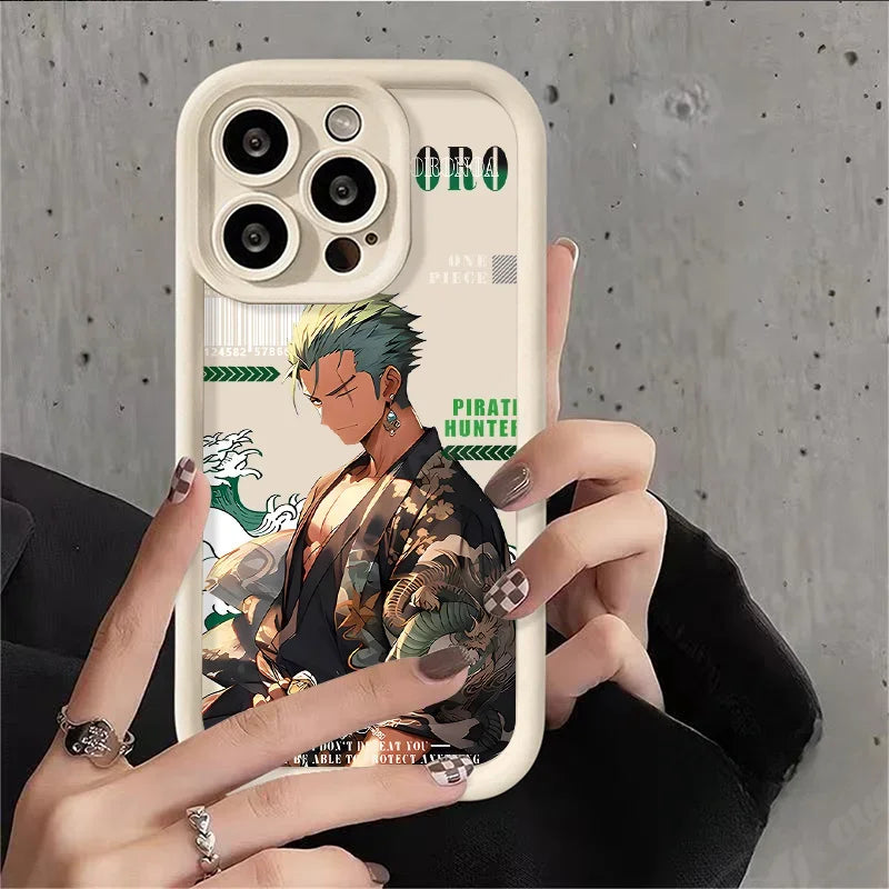 For iPhone 15 14 13 12 11 Pro Max XS X XR Anime O-One Piece Plating Matte Phone Cover For iPhone 7 8 Plus SE 2020 Silicone Case