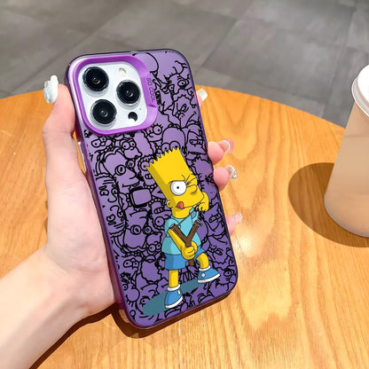 Simpsonn Phone Case For iPhone 16 15 14 13 12 11 Pro Max Black Purple Matte Laser Metallic Aurora Funda